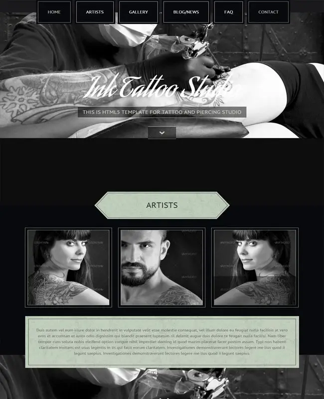 InkTattoo - Parallax Effect HTML5 Template for Ink Tatto