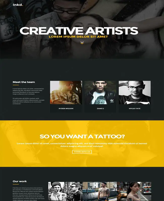 Inkd - Tattoo Studio One-Page Website HTML Template
