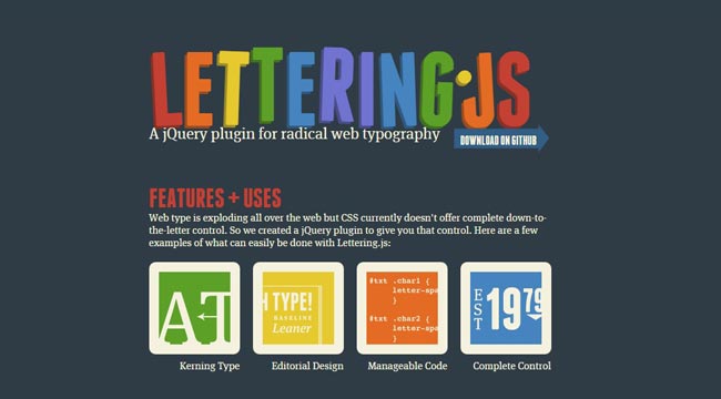 Lettering.js - jQuery Free plugin for radical web typography