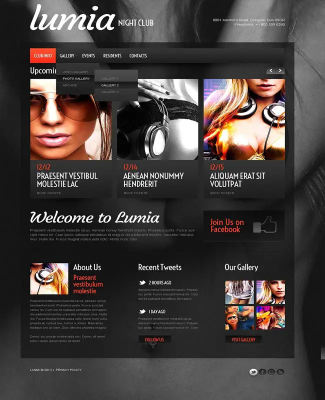 Lumia - Dance Party Night Club Website Template