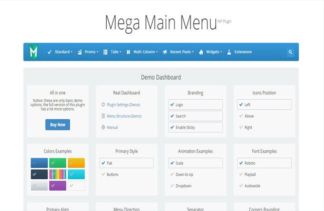 Mega Main Menu - Sticky Dropdown icon Based Mega Menu WordPress