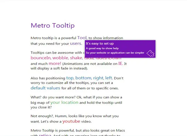Metro - Powerful and lightweight Tooltip for your website