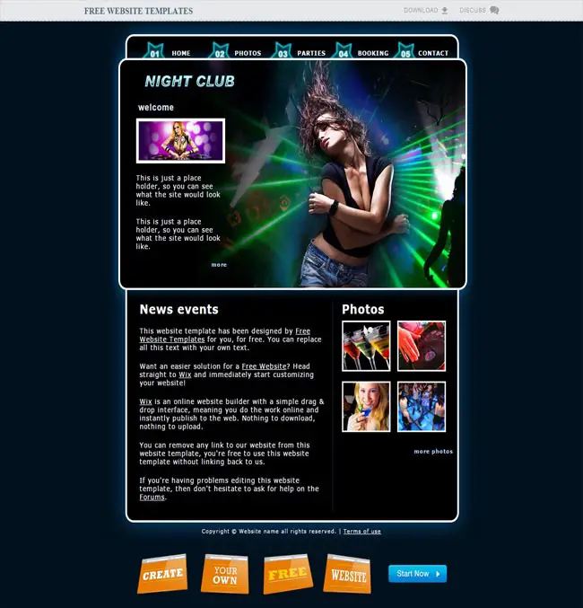NightClub2 - Html5 Night Club Free website Template