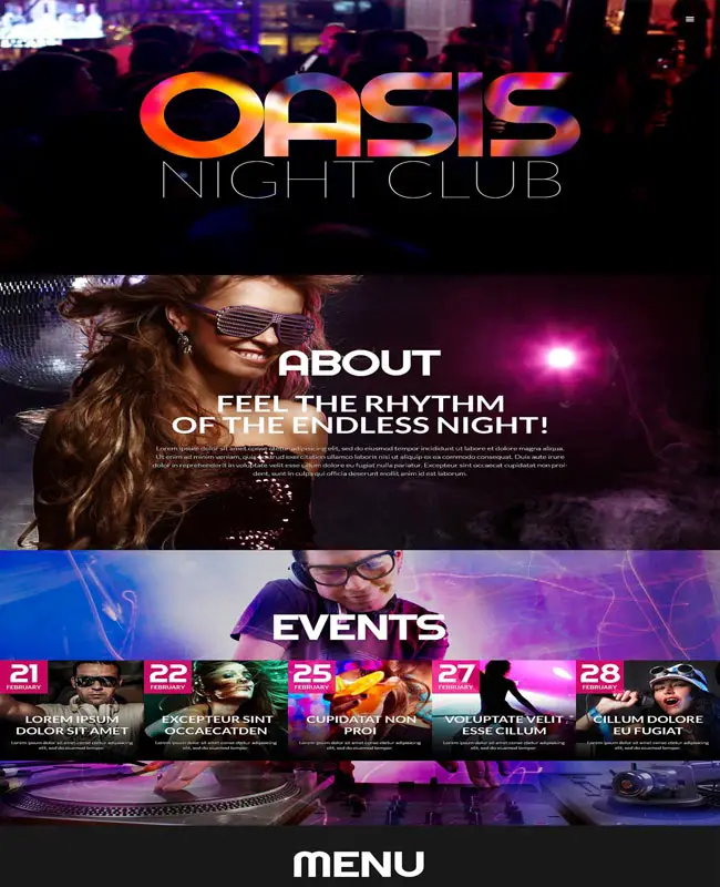 OASIS - Night Club Responsive Website Template