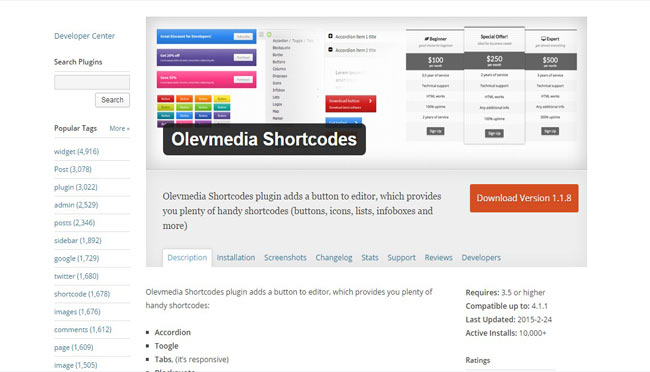 Olevmedia - Handy Clean Free Shortcode WordPress Plugin