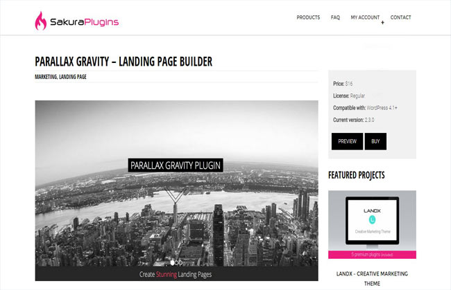Parallax Gravity - Create unlimited Landing Page Plugin