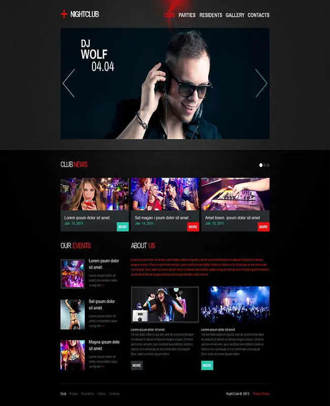 Plus NightClub - Responsive Night DJ Party Website Template