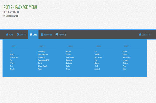 Pofi2 jQuery - Responsive Animated Menu with awesome effect
