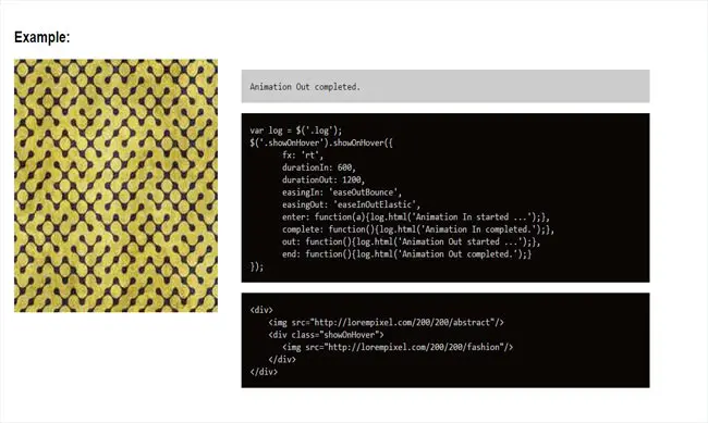 ShowOnHover.js - jQuery hover animation for img view