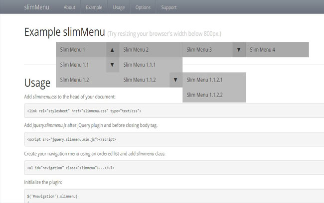 Slimmenu - lightweight responsive multi-level navigation jQuery Menu