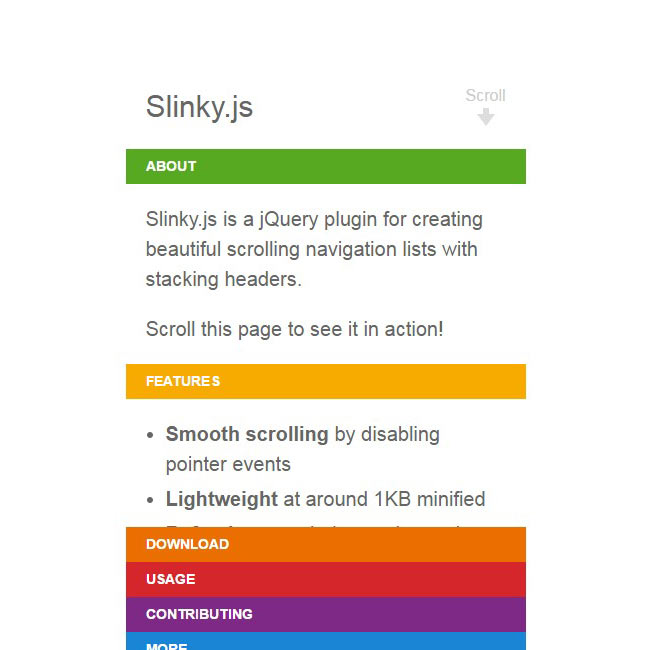 Slinky - Beautiful jQuery scrolling Navigation