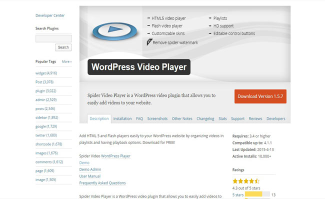 Spider Video Player wordPress Plugin