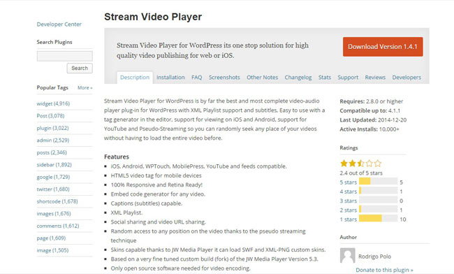 Stream Video Player Plugin for video gallery 