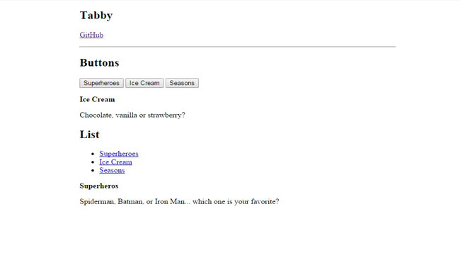 Tabby - jquery tabs example