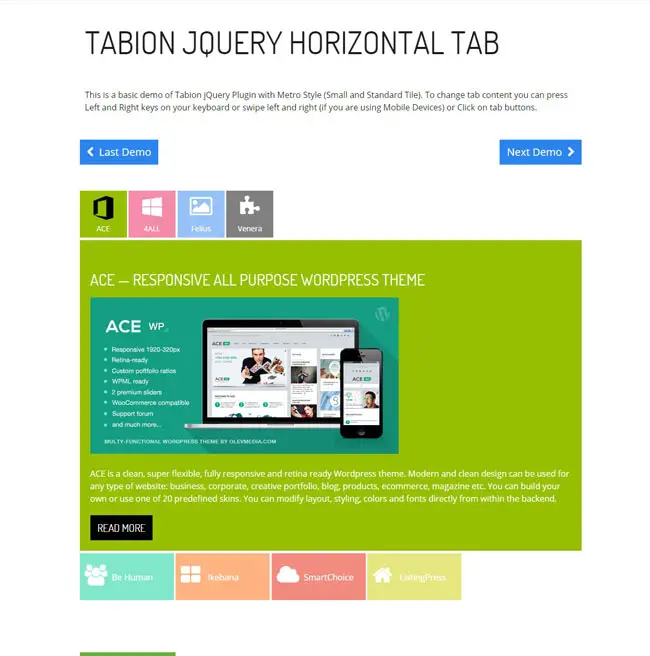 Tabion - Modern Responsive jQuery Tab Accordion 