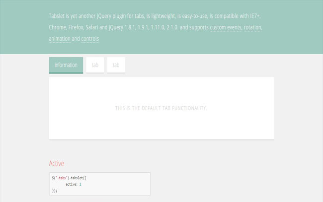 Tabslet - Lightweight jQuery plugin for Tabs