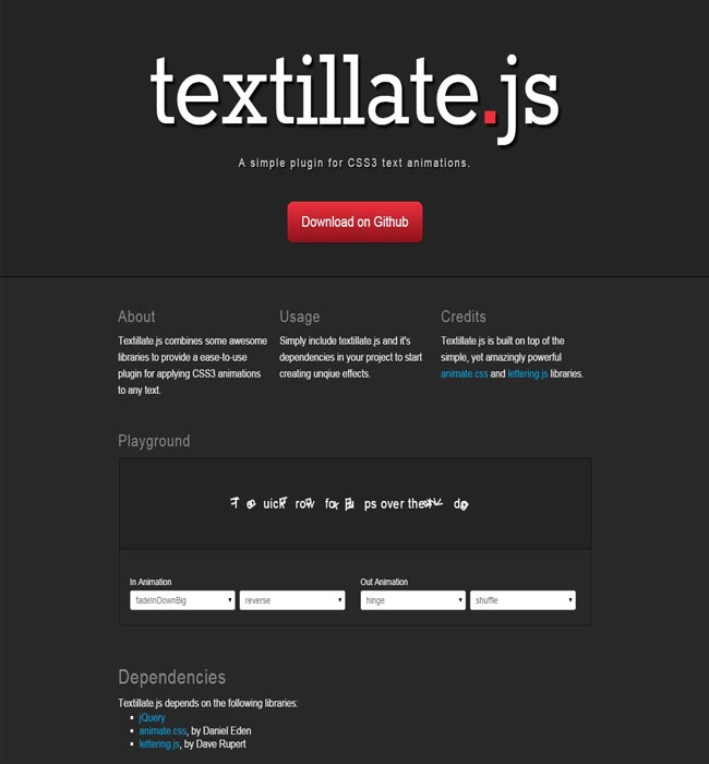 Textillate.js – A Simple Plugin for CSS3 Text Animation