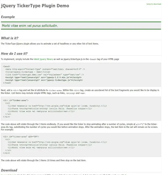 TickerType - Text Item Effect Free jQuery Plugin 