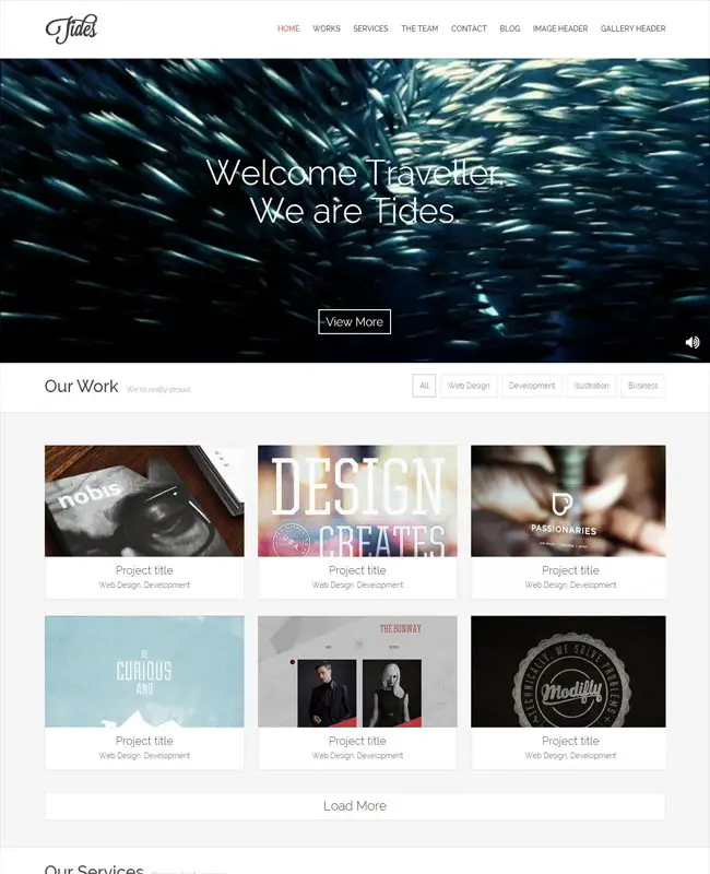 Tides - Full screen Background Video Single Page Web Template