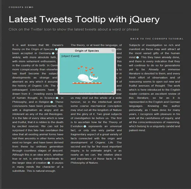 Tweets Tooltip - Latest Free jQuery Plugin