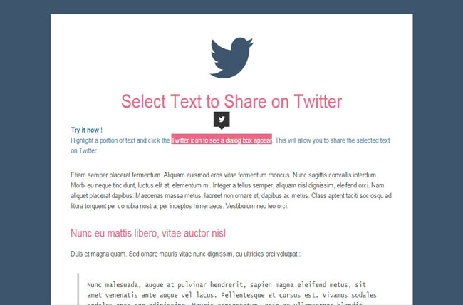 Twitter Share - Select Text and Share it to Twitter