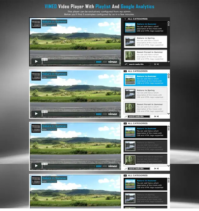 Vimeo Video Player WP Plugin with customize Playlist