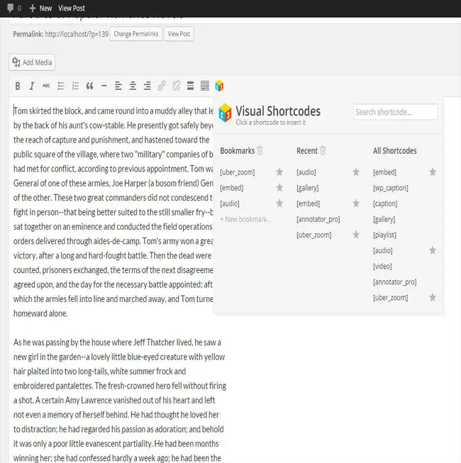 Visual - Shortcodes Maganer Plugin For WordPress