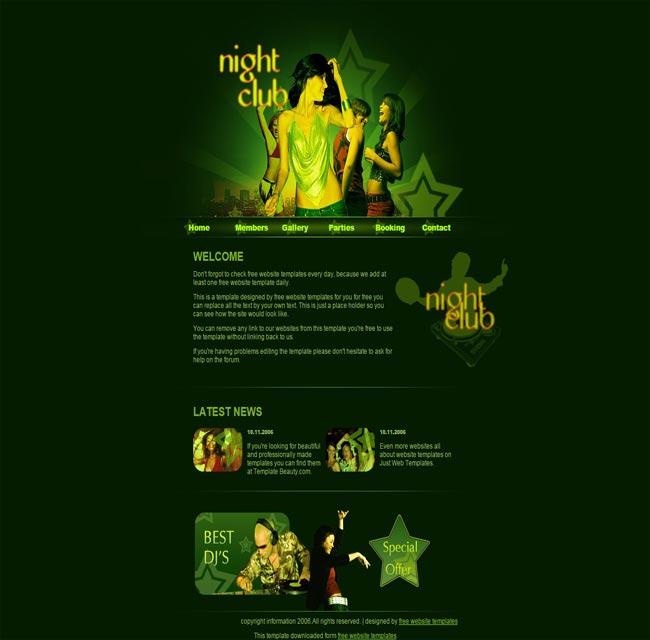 Yellow Night- Free Night Club website Template