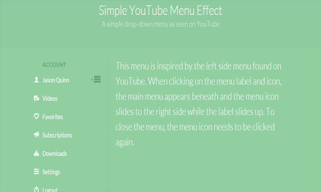 YouTube Menu - As like youtube Navigation
