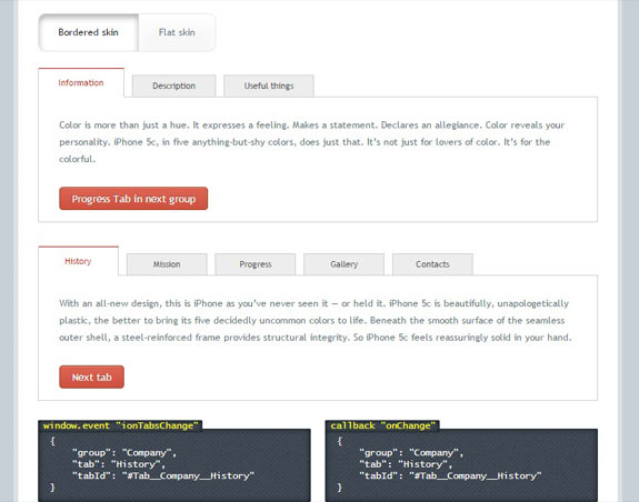 ion.tabs - Easy and well done tabs with many options and skin support