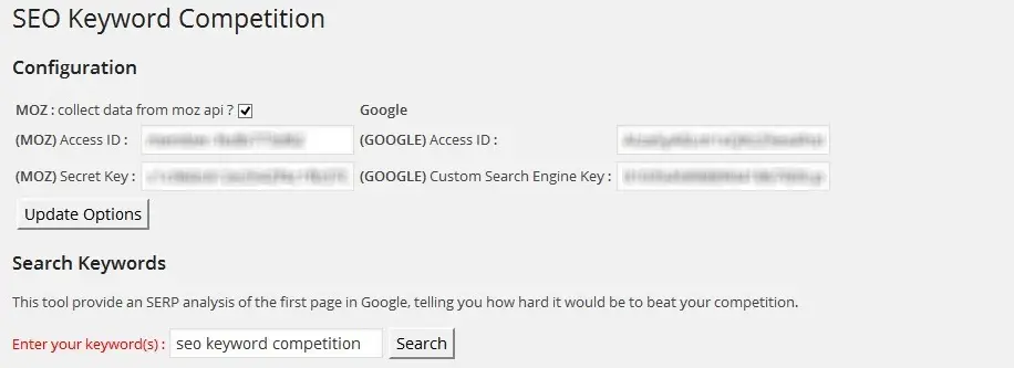 SEO Keyword Competition - Powerful WordPress analytics Plugin