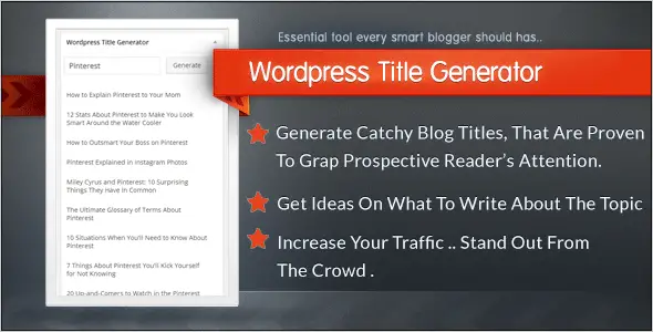 Wordpress Title Generator - Catchy titles for your chosen subject