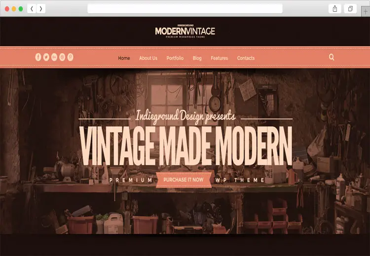 Modern Vintage - One Page Indieground Design WordPress Theme