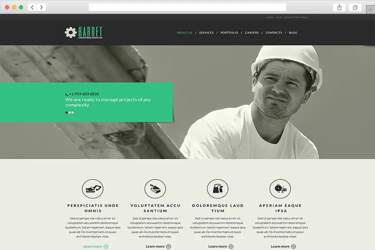 Barret - Construction & Workshops Company Theme
