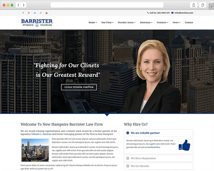 Barrister - WordPress Theme for Law Services