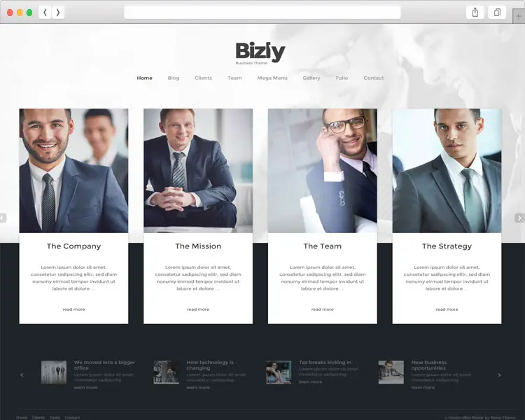 Bizly - Lawyer and small companies business WordPress theme 