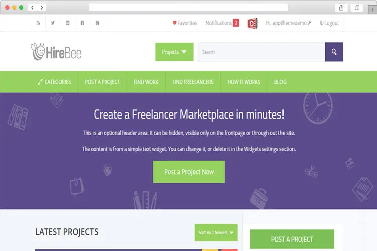 HireBee - Freelance Marketplace theme for WordPress