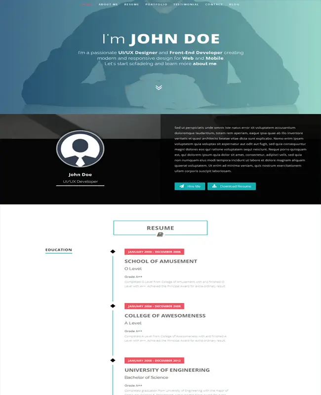 Intima - WordPress Minimal Resume & Portfolio Theme