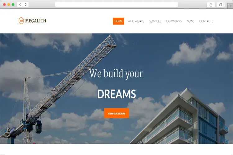 MEGALITH – Modern Responsive Construction WordPress Template