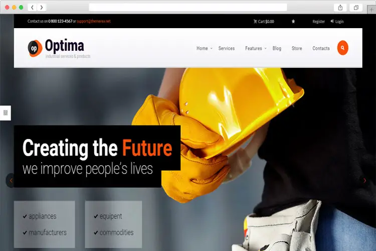 Optima - WordPress Theme with Industrial Design