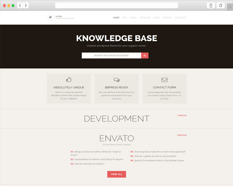 Altera - Knowledge & Support Desk WordPress Theme