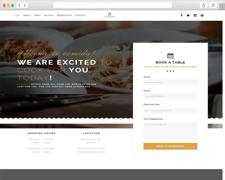 Comida - Minimalist Responsive HTML Restaurant Template