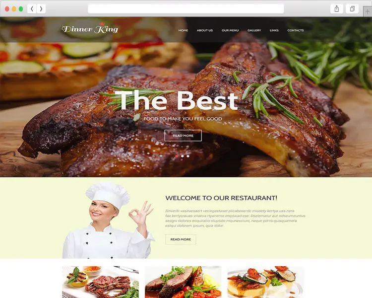 Dinner King - Parallax Effect Cafe and Restaurant site Template