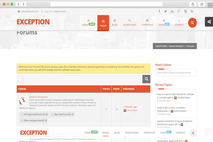 Exception- bbPress Multi-Purpose WordPress Theme