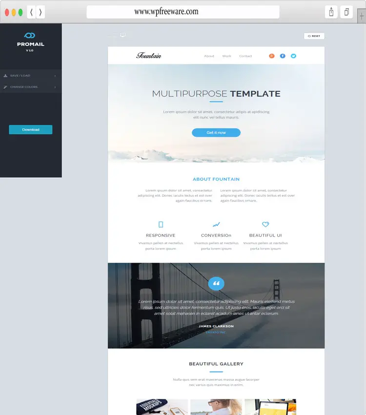 Fountain - Modern Email Template with Online Editor