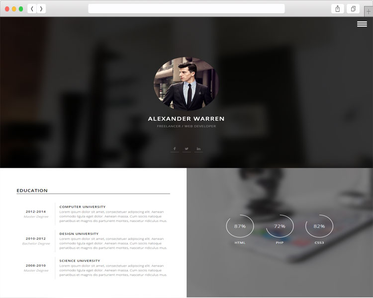 Gentleman - One Page Personal Resume & CV WordPress Theme