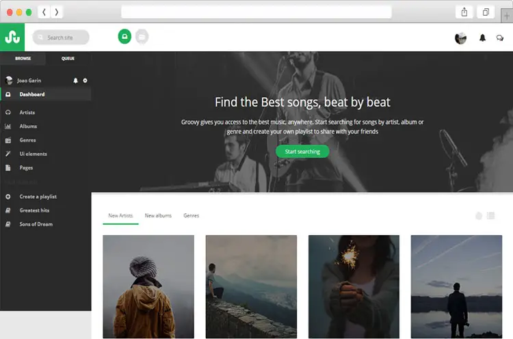 Groovy - Music App Angular JS Template