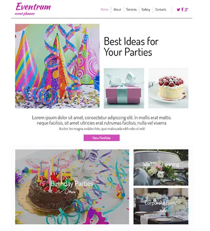 Party Planner Free HTML5 Site