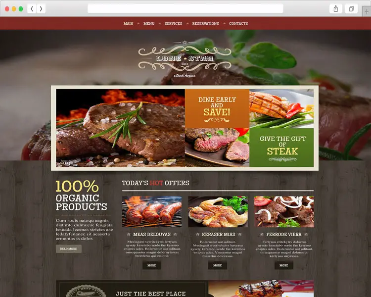 Lone Star - Steakhouses website Template