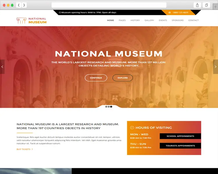 Museum - National Heritage Bootstrap HTML Template